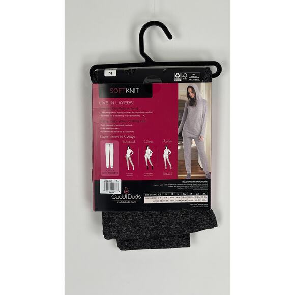 Cuddl Duds Soft Knit Jogger Pant Heather Charcoal Womens Size Medium New Stretch - Picture 5 of 7